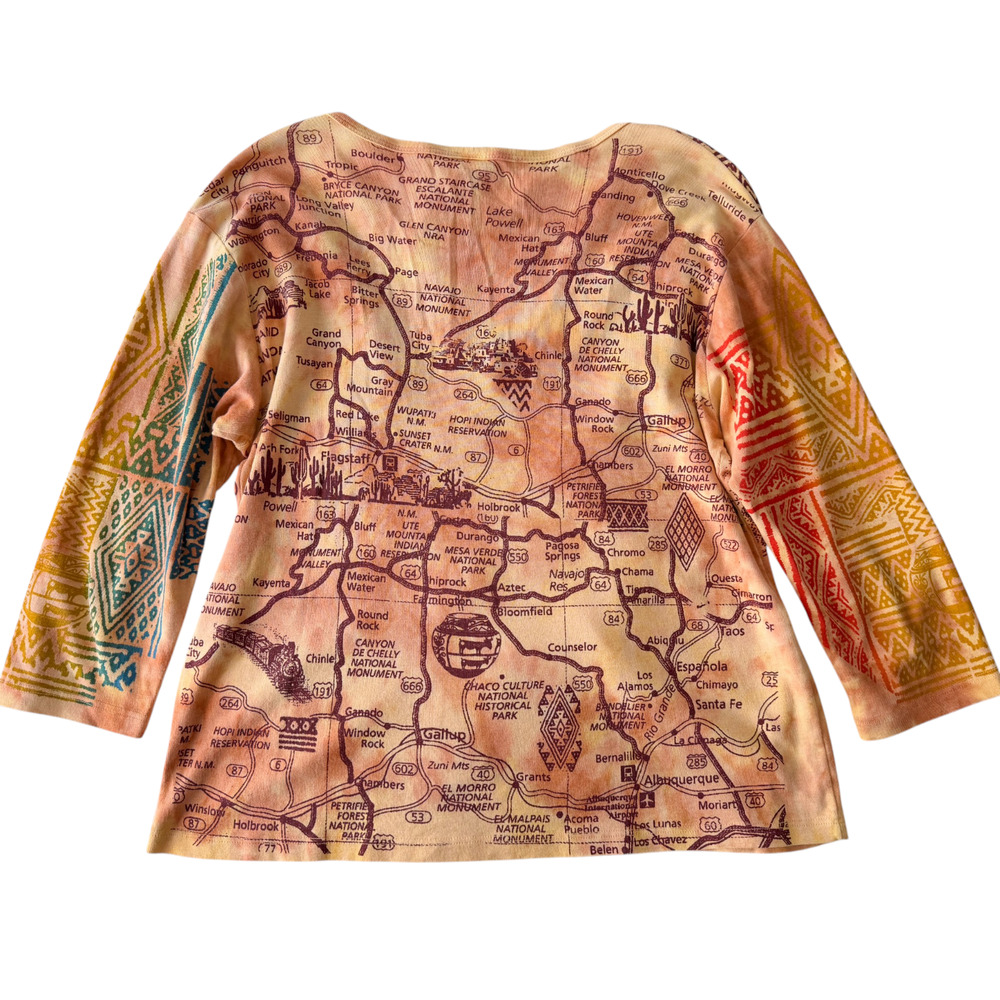 Glima Y2K Vintage Top XL Southwestern Travel Graphic Print 100% Cotton Shirt - Picture 5 of 5